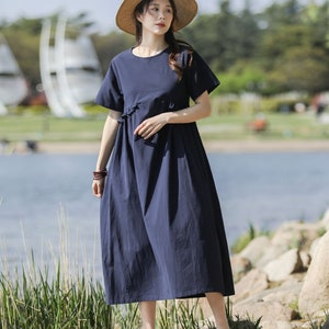 New Arrival Linen Summer Dress Soft Cotton Linen Maxi Dress Plus Size Dress Plus Size Clothing Loose Fitting Oversized Linen Dress Style 163