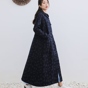 New Arrival Handmade Knot Buttons Jacquard Hooded Winter Linen Coat Loose Cotton Linen Windbreaker Plus Size Coat Plus Size Clothing 148J