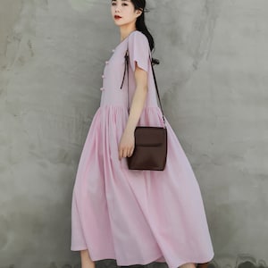 Handmade Buttons Linen Summer Dress Soft Cotton Linen Maxi Dress Plus Size Dress Plus Size Clothing Loose Oversized Linen Dress Style 002