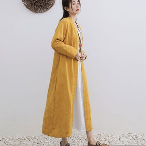 New Arrival Jacquard Cosy Linen Cardigan Spring Winter Cotton Linen Windbreaker Loose inen Coat Plus Size Clothing Plus Size Coat Style 136J