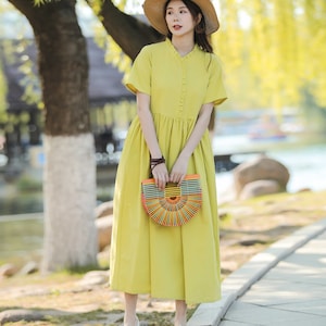 New Arrival Cosy Linen Summer Dress Soft Cotton Linen Maxi Dress Plus Size Dress Plus Size Clothing Loose Oversized Linen Dress Style 173
