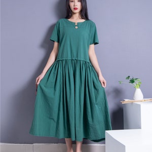 Loose Fitting Summer Linen Dress Soft Cotton Linen Maxi Dress Plus Size Linen Dress Plus Size Clothing Linen Robe Oversized Dress Style 001