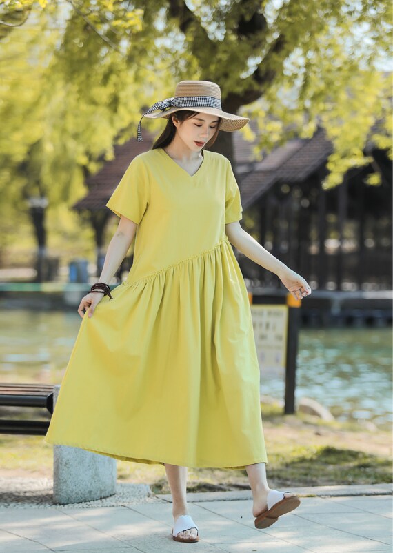 Nouvelle arrivee Confortable Robe en lin dete Coton Lin Maxi Robe Plus Taille Robe Plus Taille Vetements Loose Fitting Robe Oversize Cadeau de Vacances Etsy France