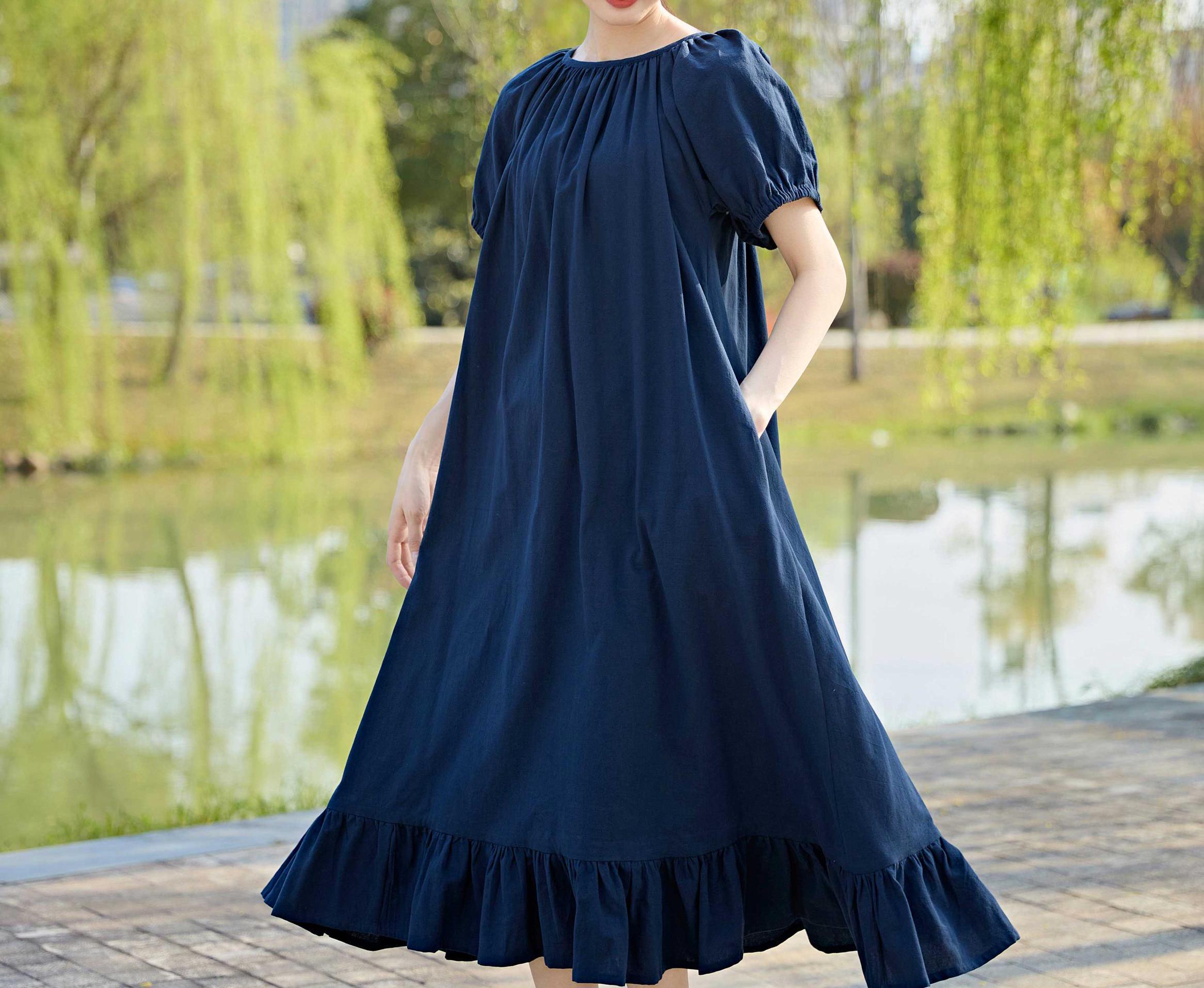 princess polly baby blue dress Checked Puff Sleeve Maxi Dress