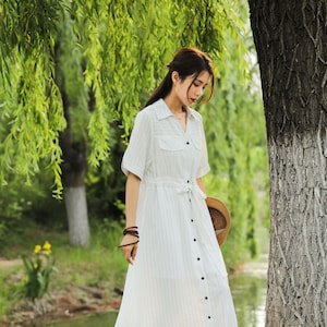 Adjustable Waist Loose Summer Cotton Dress Lightweight Soft Cotton Maxi Dress Plus Size Dress Plus Size Clothing Oversized Dress Style 183P image 7