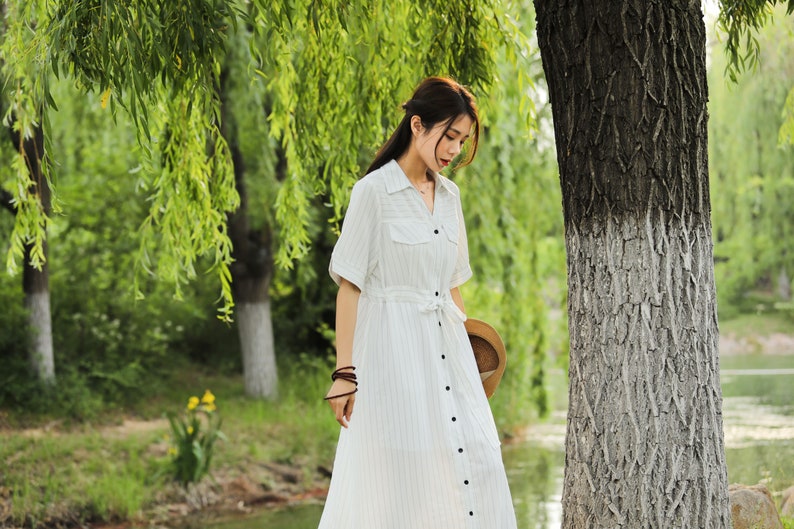 Adjustable Waist Loose Summer Cotton Dress Lightweight Soft Cotton Maxi Dress Plus Size Dress Plus Size Clothing Oversized Dress Style 183P image 7