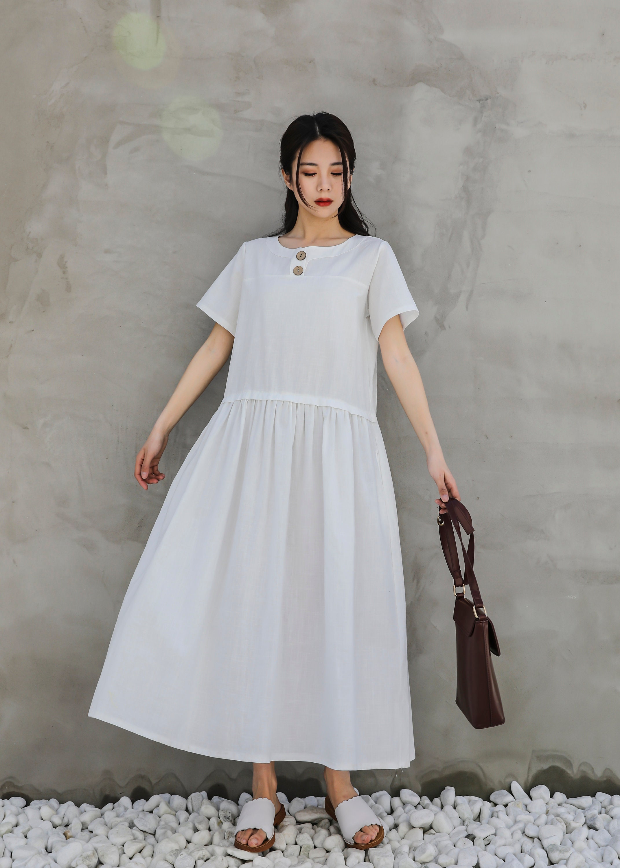 Loose Fitting Summer Dress Soft Cotton Linen Dress Casual Etsy Australia