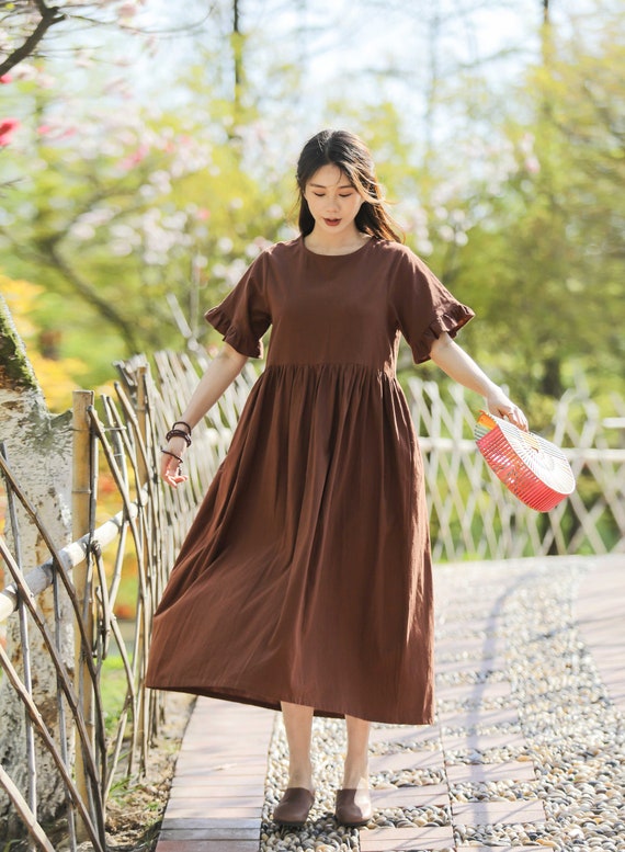 Plus size cotton linen dresses hotsell
