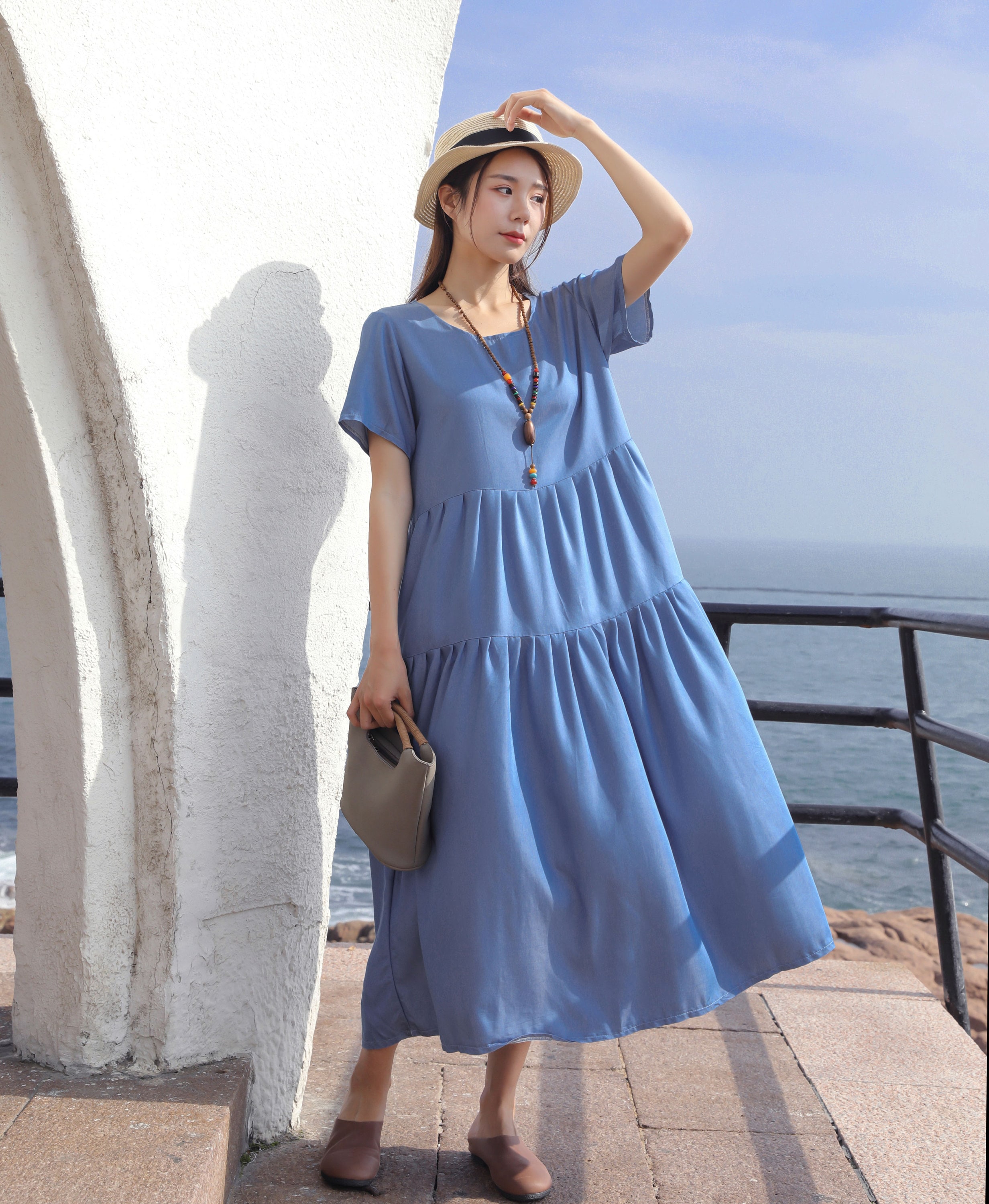 cotton dress plus size Gabriela Maxi Drawstring everywhere Unique Vintage Plus Size Pink