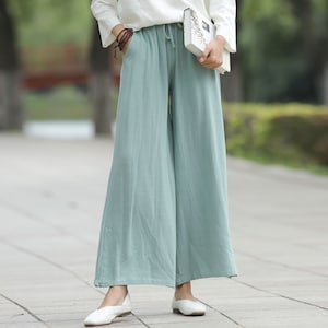 Casual Elastic Waist Loose Linen Pants Plus Size Pants Cotton Linen Oversized Pants Plus Size Linen Trousers Plus Size Clothing Style 092