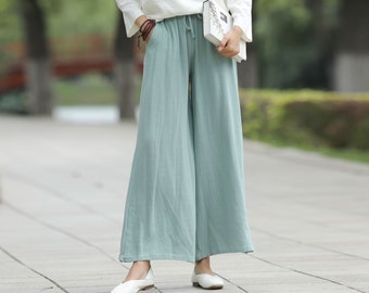 Casual Elastic Waist Loose Linen Pants Plus Size Pants Cotton Linen Oversized Pants Plus Size Linen Trousers Plus Size Clothing