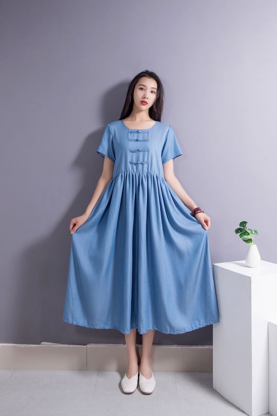 Girl's Cotton Dress Button Decor Casual Short - Temu