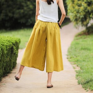 Loose Fitting Elastic Waist Loose Summer Pants Cotton Linen Casual Oversized Pants Plus Size Linen Trousers Plus Size Clothing Style 027 image 7