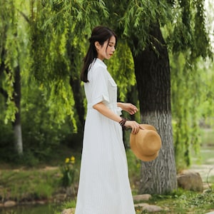 Adjustable Waist Loose Summer Cotton Dress Lightweight Soft Cotton Maxi Dress Plus Size Dress Plus Size Clothing Oversized Dress Style 183P image 4