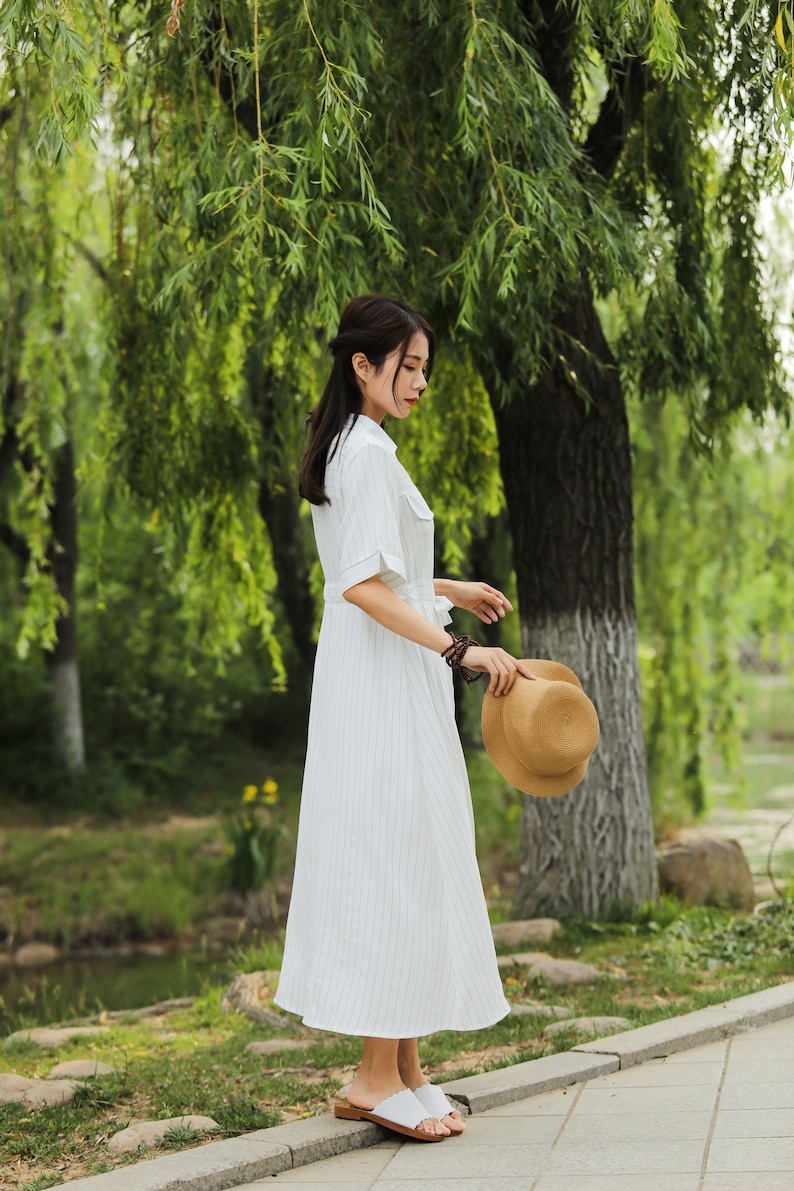 Adjustable Waist Loose Summer Cotton Dress Lightweight Soft Cotton Maxi Dress Plus Size Dress Plus Size Clothing Oversized Dress Style 183P image 4