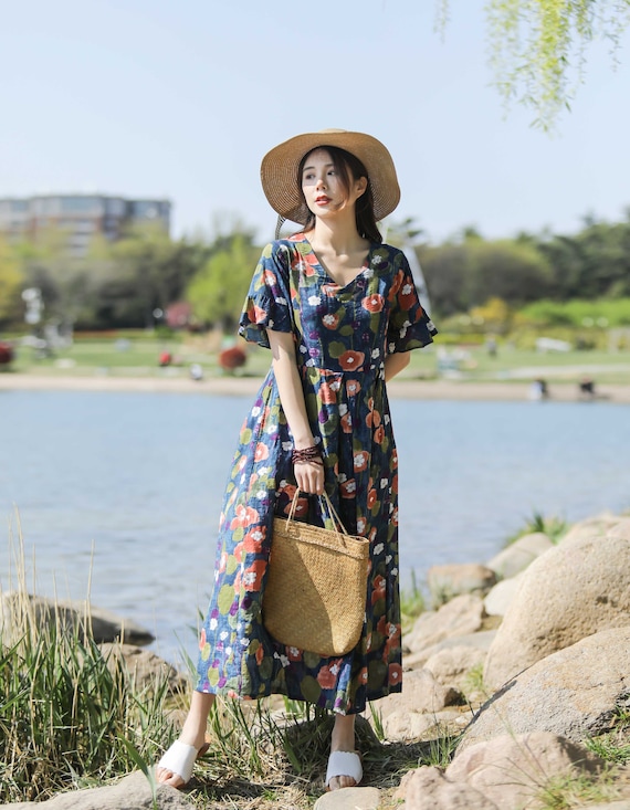 New Arrival Retro Printing Summer Beach Dress Lightweight Soft Cotton Maxi Dress Plus Size Dress Plus Size Clothing Loose Dress Style 181P - Etsy New Arrival Retro Printing Summer Beach Dress Lightweight Soft Cotton Maxi Dress Plus Size Dress Plus Size Clothing Loose Dress Style 181P - Etsy