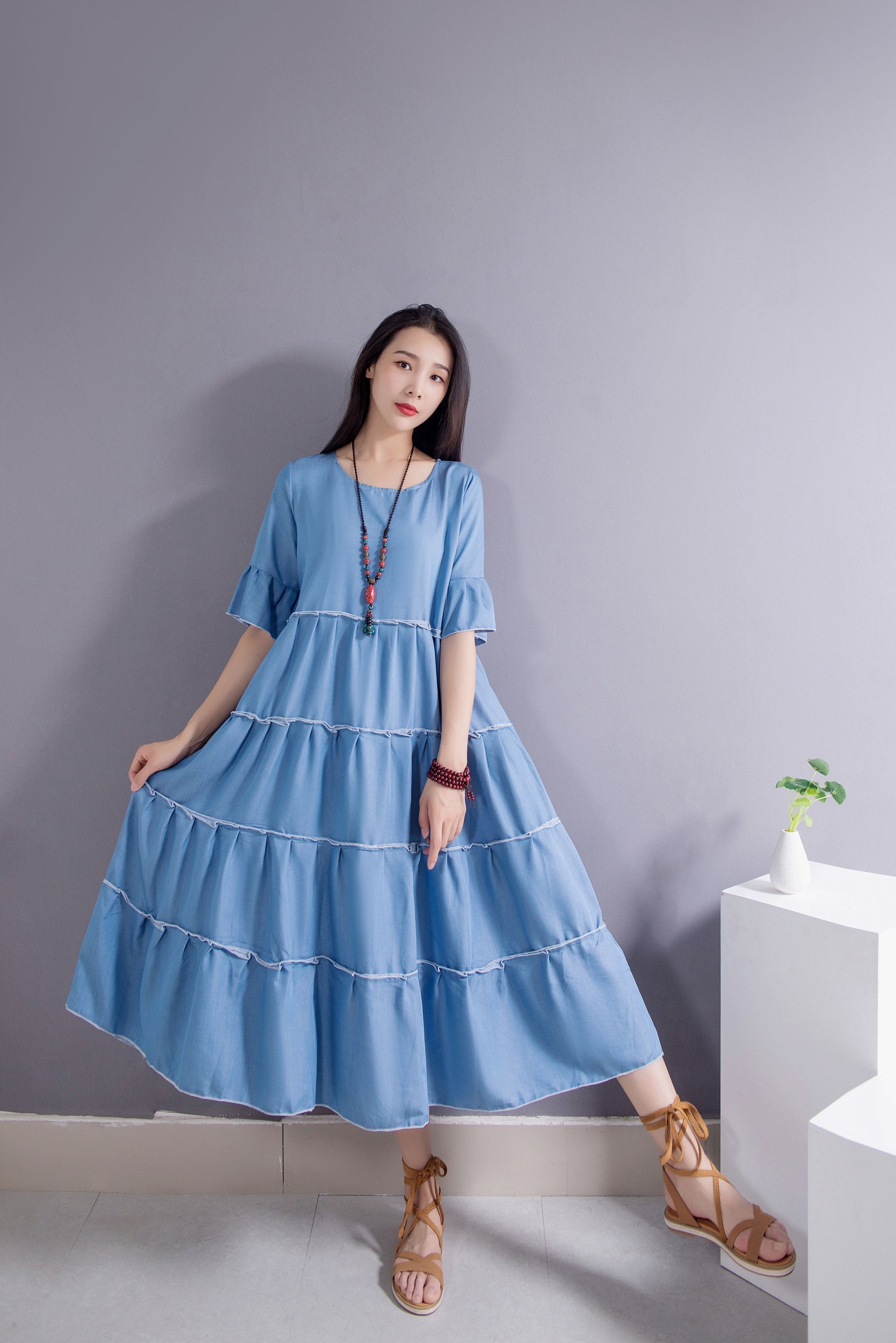 Aline Denim Maxi Dress Xl - Etsy