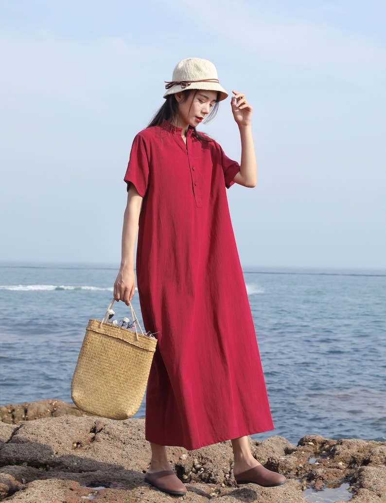 Loose Linen Dress Cotton Linen Maxi Dress Plus Size Clothing Etsy