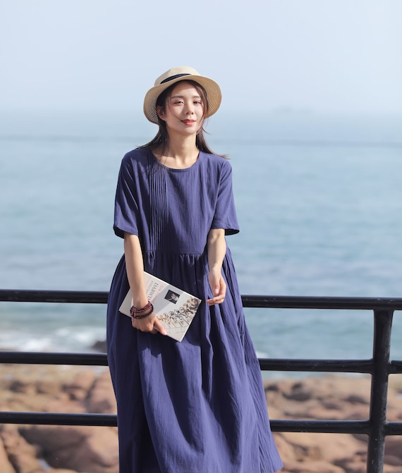 A line Loose Summer Linen Dress Soft Cotton Linen Maxi Dress Casual Oversize Dress Plus Size Linen Plus Size Dress Plus Size Vetements Etsy France