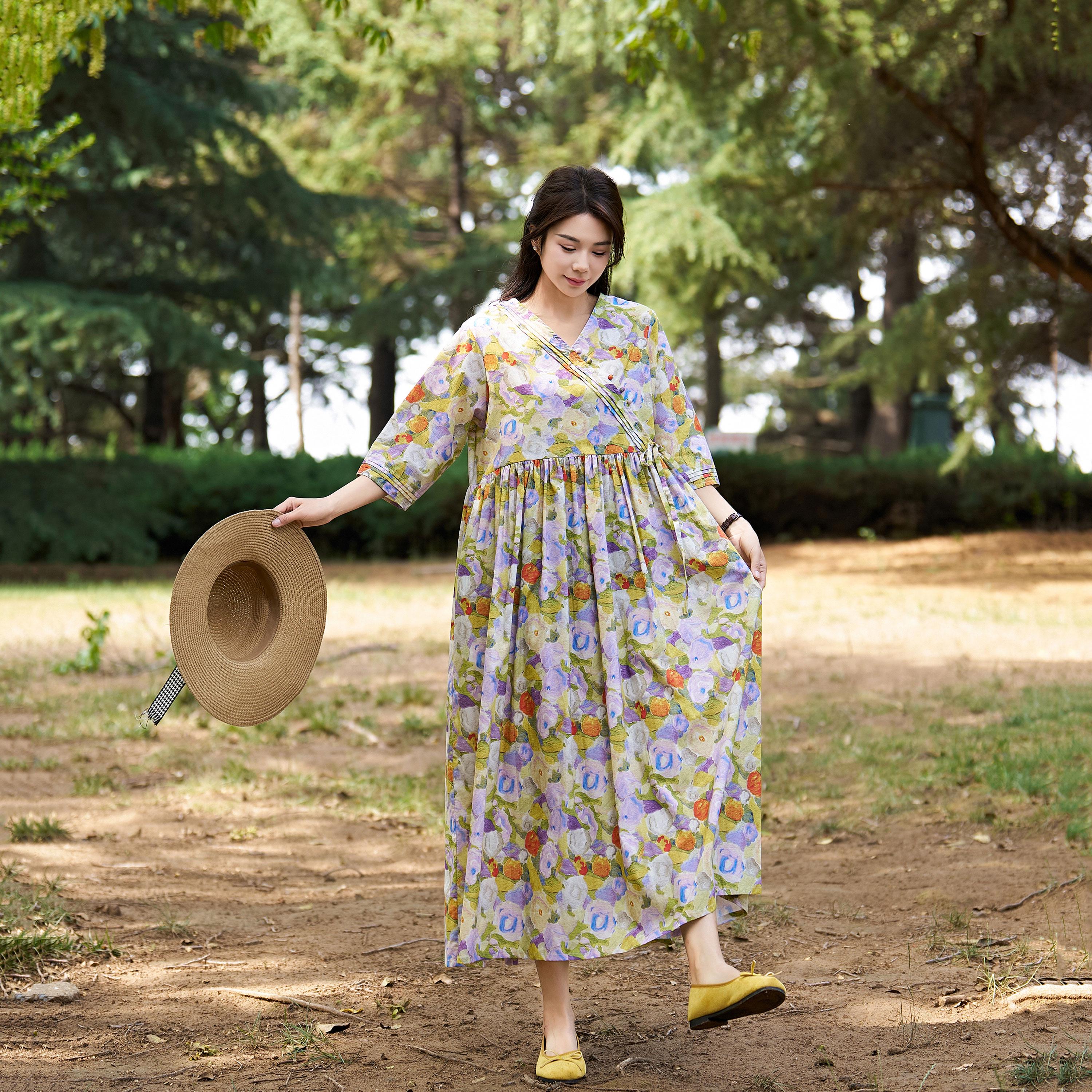 Cute Cotton Dresses For Summer New Arrival Delicate Printing Loose Summer  Cotton Dress Lightweight Soft Cotton Maxi Dress Plus Size Dress Plus Size  Clothing Style 192P Israel