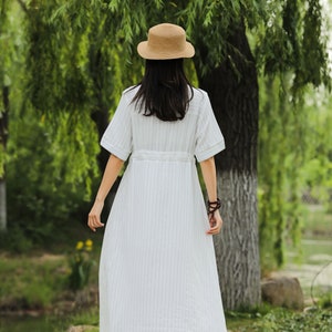 Adjustable Waist Loose Summer Cotton Dress Lightweight Soft Cotton Maxi Dress Plus Size Dress Plus Size Clothing Oversized Dress Style 183P image 5