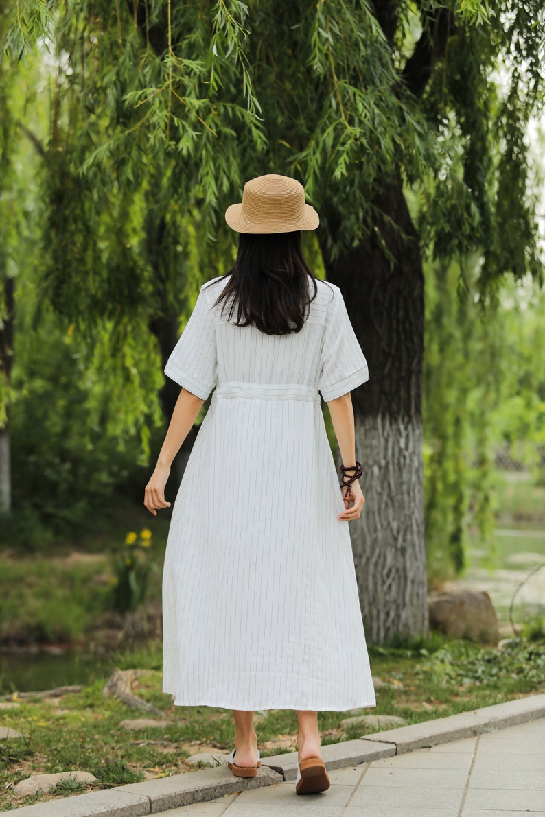 Adjustable Waist Loose Summer Cotton Dress Lightweight Soft Cotton Maxi Dress Plus Size Dress Plus Size Clothing Oversized Dress Style 183P image 5