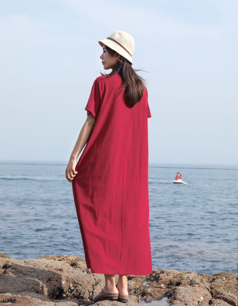 Loose Linen Dress Cotton Linen Maxi Dress Plus Size Clothing Etsy