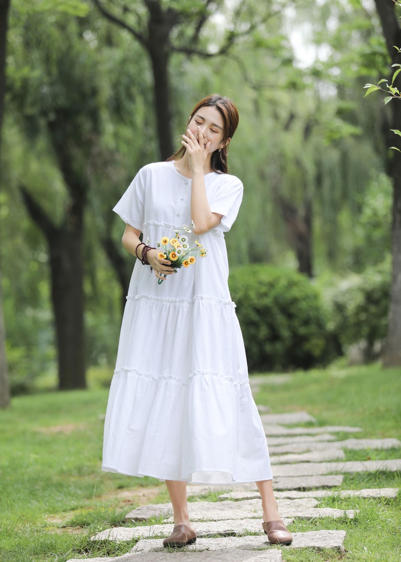 Loose Fitting Summer Linen Dress Spring Cotton Maxi Dress Plus - Etsy