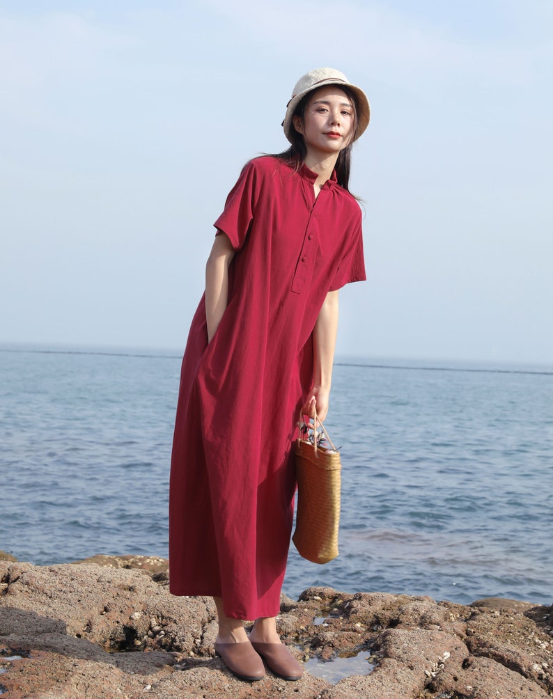 Loose Linen Dress Cotton Linen Maxi Dress Plus Size Clothing Etsy