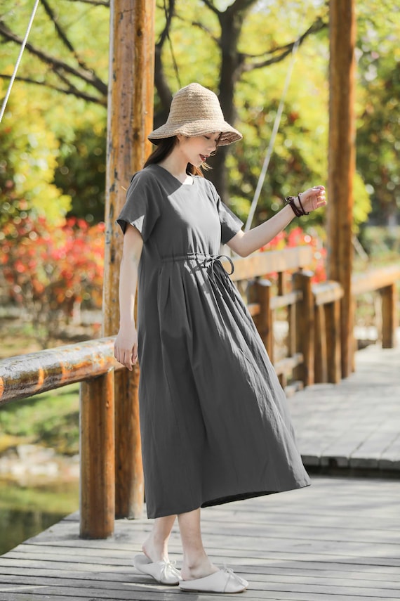 New Arrival Cosy Linen Summer Dress Soft Cotton Linen Maxi Dress Plus Size Dress Plus Size Clothing Loose Oversized Linen Dress Style 170