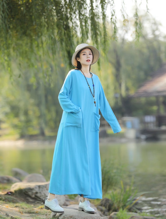 Plus size cotton sales dress with pockets
