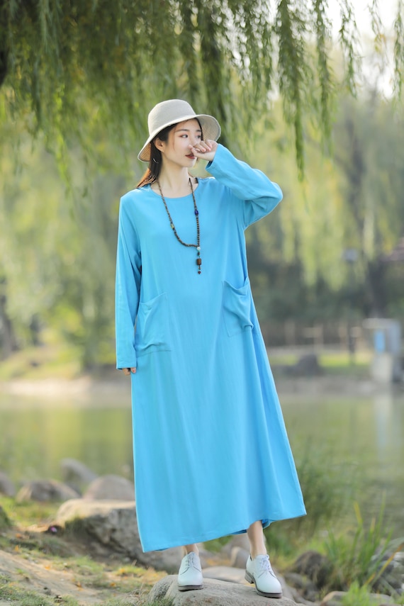 oversized pocket dress YeGine Oversize Tshirt Dress Plus Size Short Sleeve Maxi Dress with Pockets Dark Blue XL at Amazon Women's Clothing store