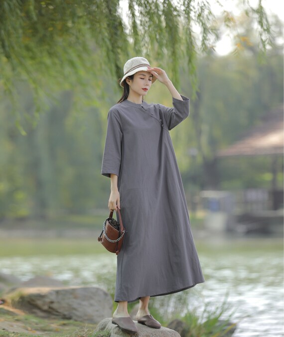 chinese dress ladies Velvet by Graham & Spencer Greta Short Sleeve Linen Mini Dress
