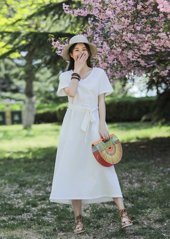 Nouvelle arrivee Lin Robe dete Doux Coton Lin Maxi Robe Plus Taille Robe Plus Taille Vetements Loose Oversize Linen Dress Cadeau de Noel Etsy France