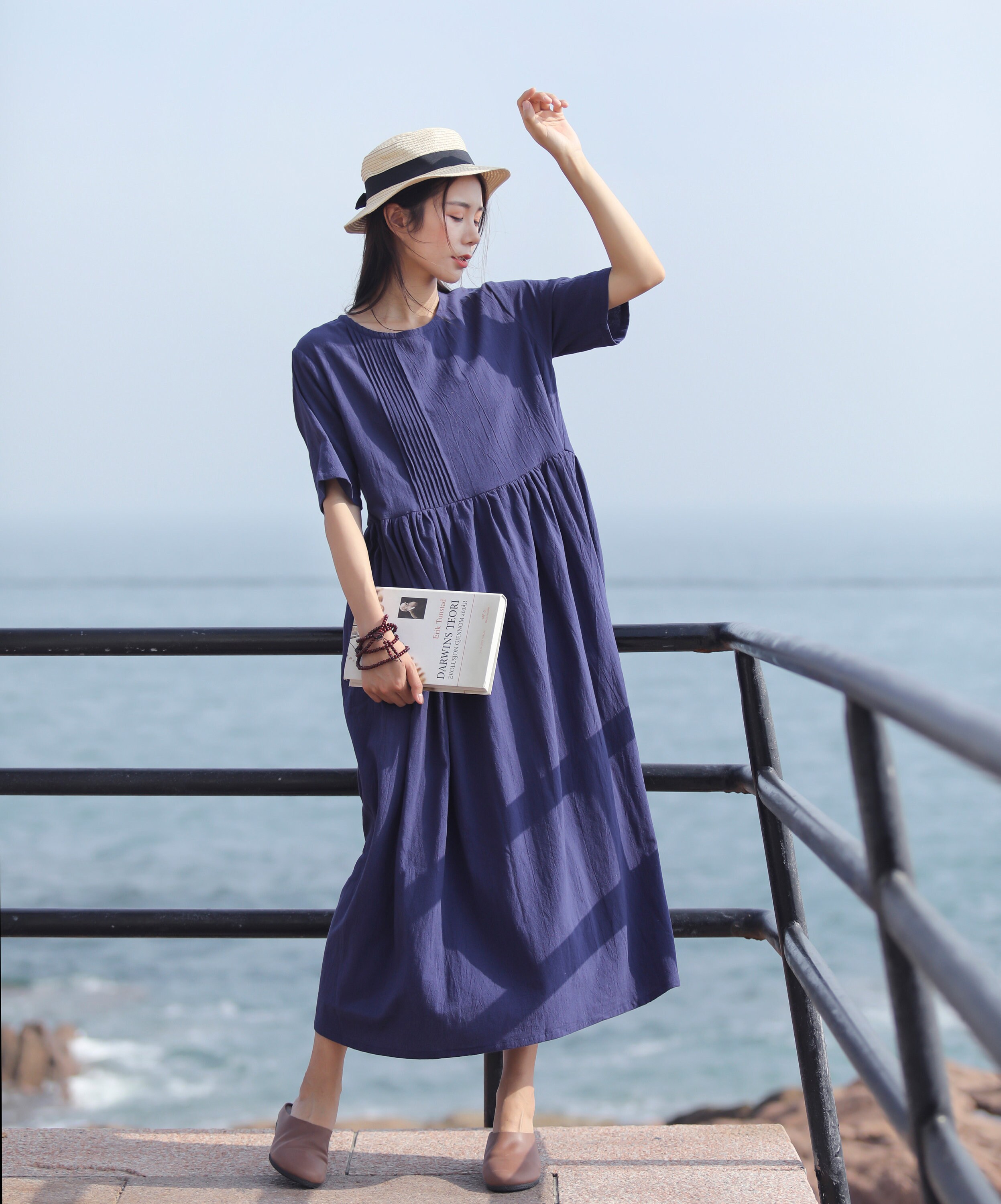 cotton a line dress Women's Organic Midi natural luster Women's Maxi A-line Swing Plaid