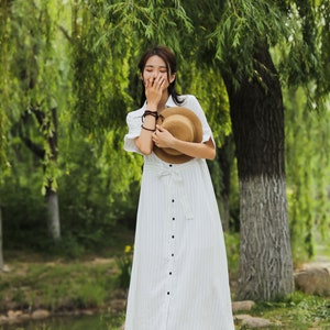 Adjustable Waist Loose Summer Cotton Dress Lightweight Soft Cotton Maxi Dress Plus Size Dress Plus Size Clothing Oversized Dress Style 183P image 6