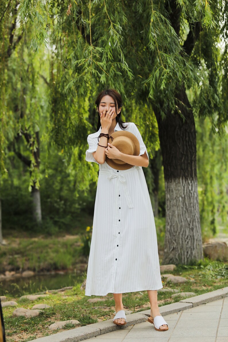 Adjustable Waist Loose Summer Cotton Dress Lightweight Soft Cotton Maxi Dress Plus Size Dress Plus Size Clothing Oversized Dress Style 183P image 6