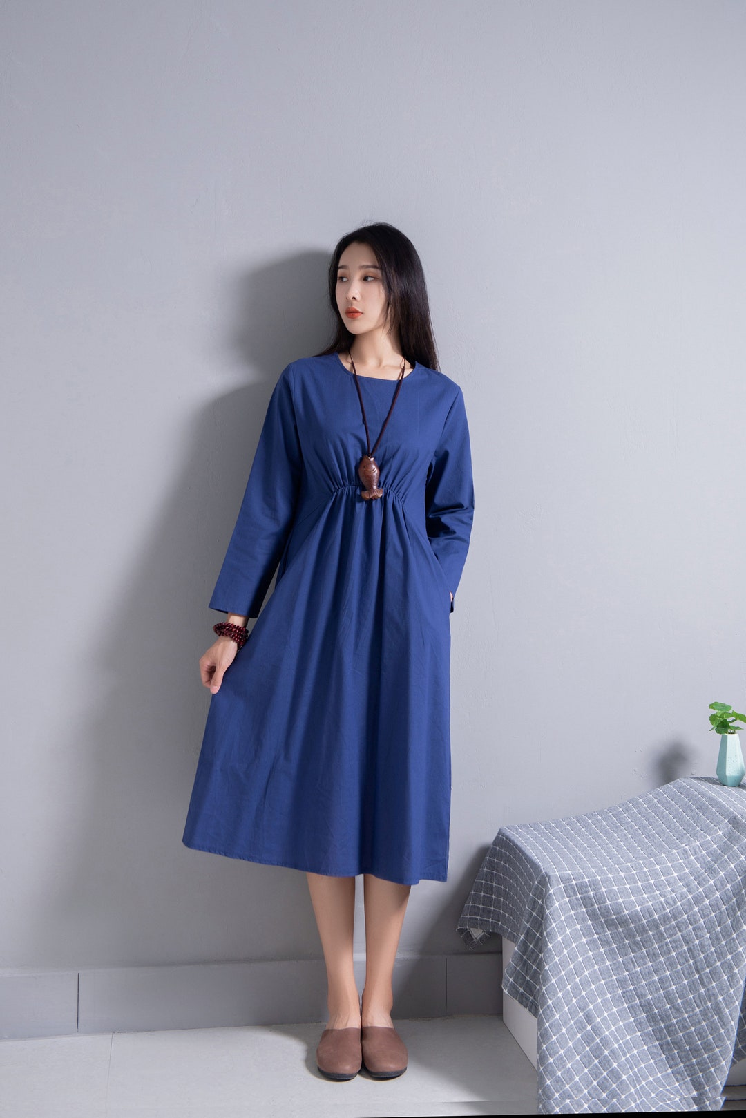 Cosy Loose Linen Dress Soft Cotton Linen Maxi Dress Casual Oversized