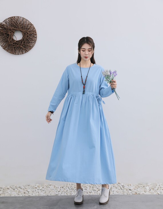 New Arrival Adjustable Waist Cosy Linen Dress Cotton Linen Maxi Dress Plus Size  Dress Plus Size Clothing Loose Oversized Linen Dress 154 - Etsy
