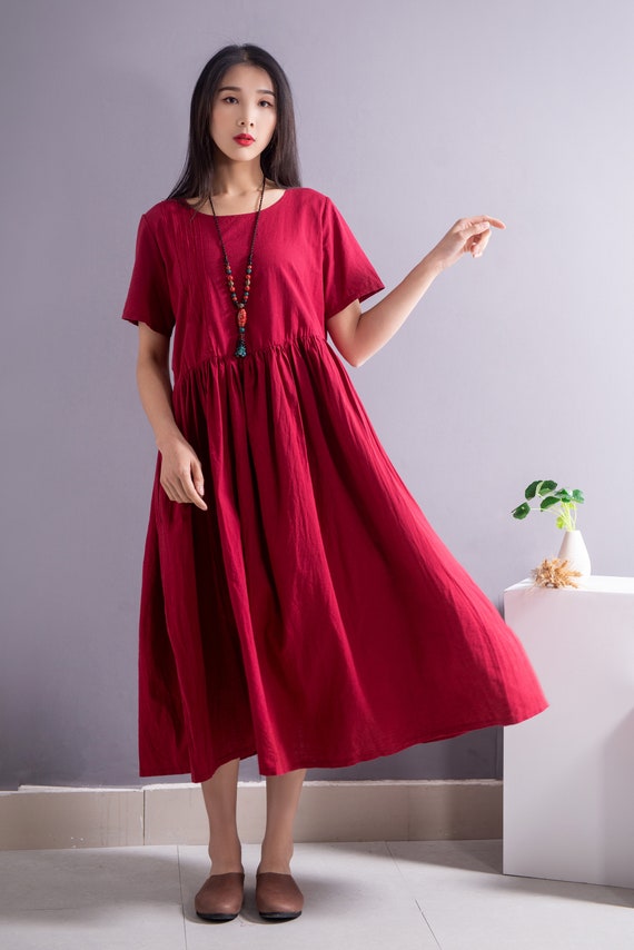 chinese dress ladies HXHYQKP Casual Linen Dresses for Women Fall Wedding Guest Dress Long Sleeve  Elegant Flowy Plus Size 3/4 Sleeve Maxi Dress at Amazon Women's Clothing  store