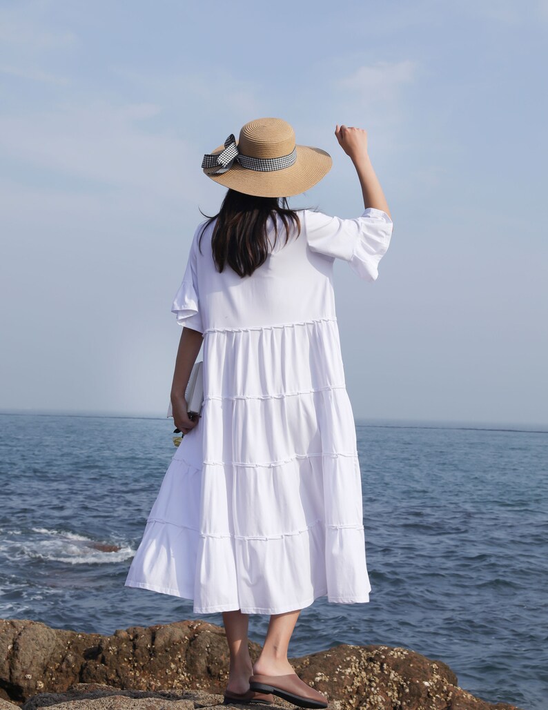 Ruffle Sleeves Summer Linen Dress Spring Dress Cotton Linen - Etsy