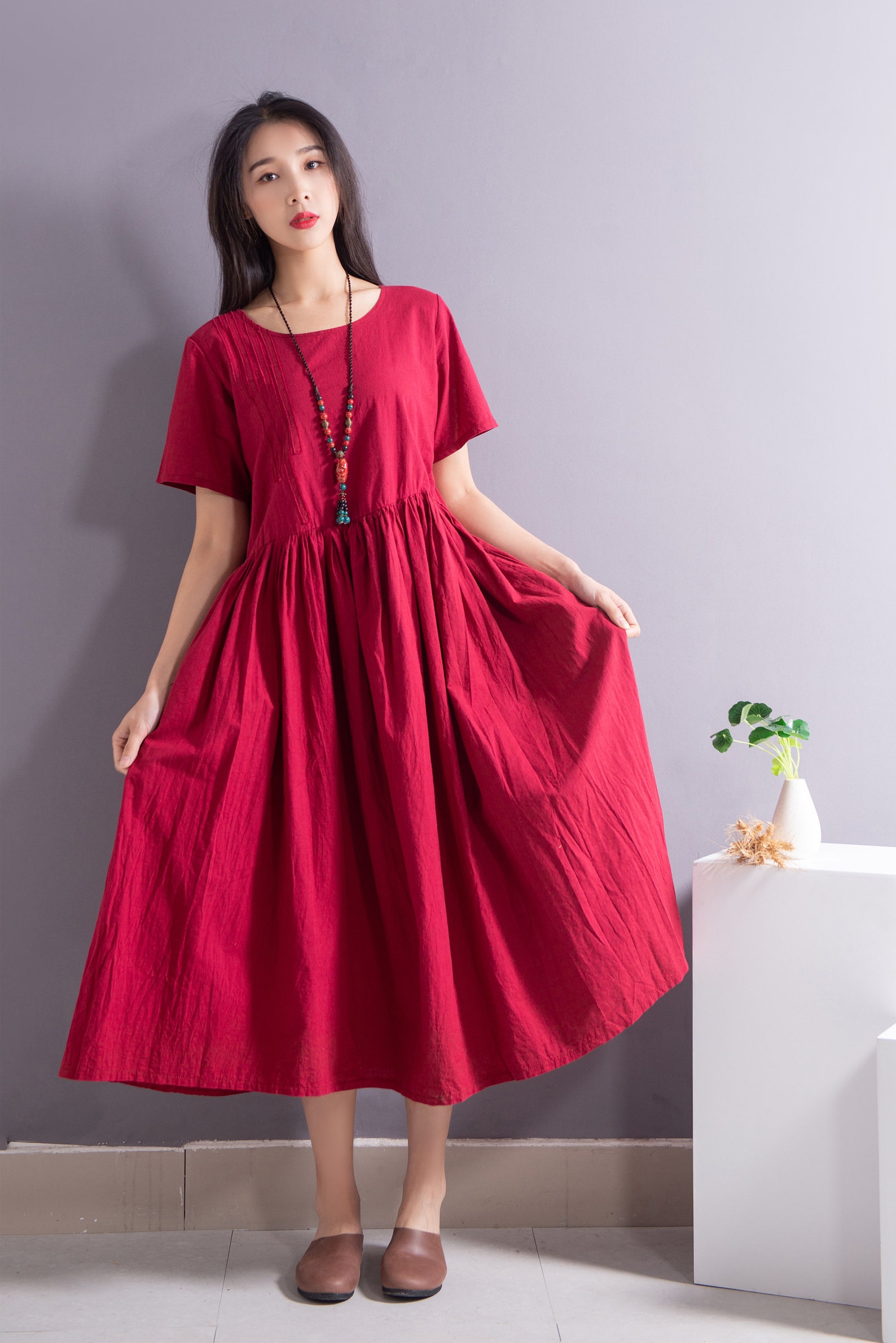 Aline Loose Summer Linen Dress Soft Cotton Linen Maxi Dress Etsy