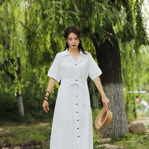 Adjustable Waist Loose Summer Cotton Dress Lightweight Soft Cotton Maxi Dress Plus Size Dress Plus Size Clothing Oversized Dress Style 183P image 3