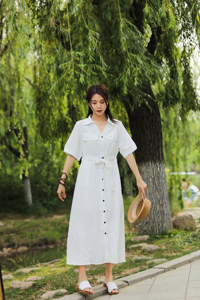Adjustable Waist Loose Summer Cotton Dress Lightweight Soft Cotton Maxi Dress Plus Size Dress Plus Size Clothing Oversized Dress Style 183P image 3