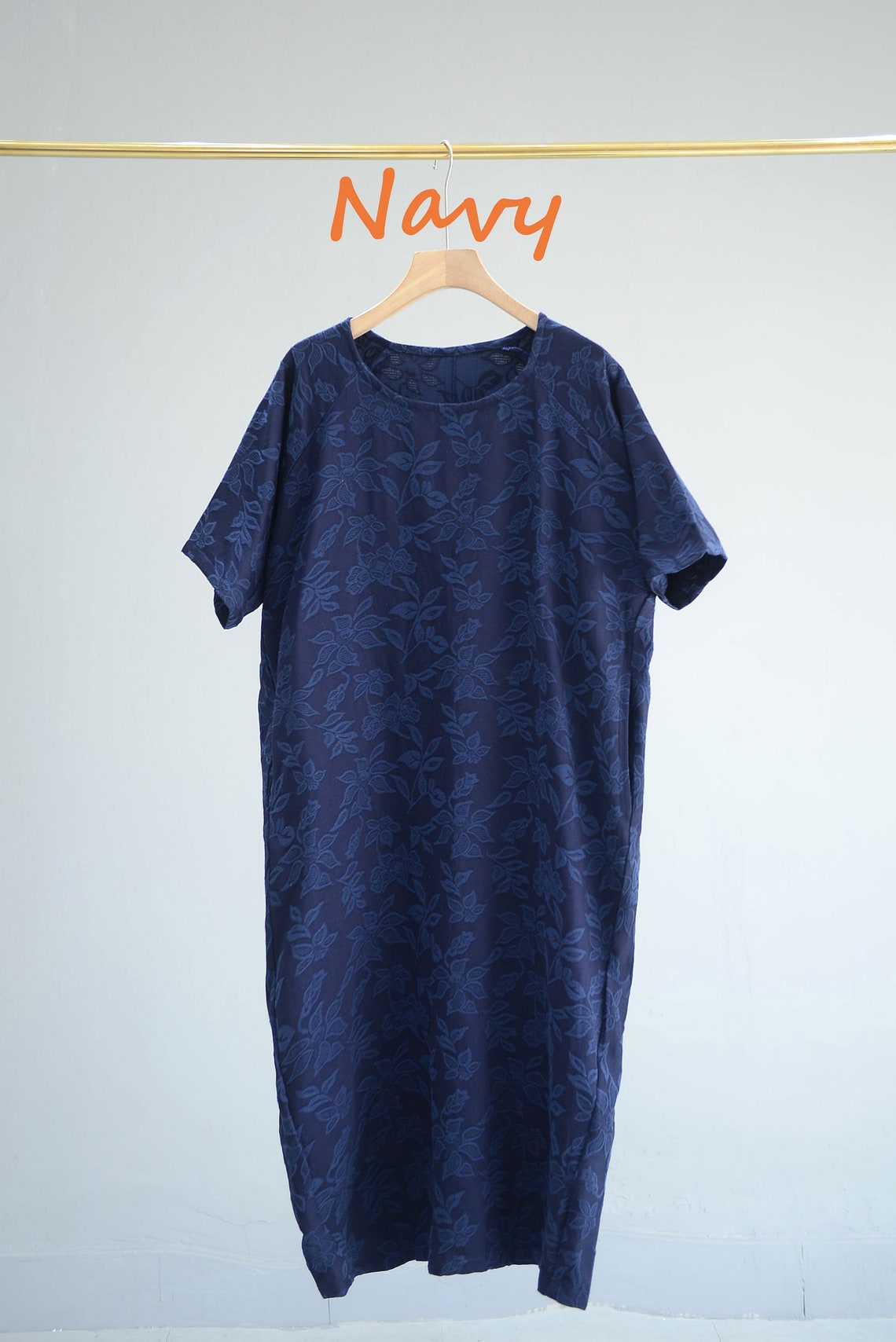 Jacquard Linen Dress Cotton Linen Maxi Dress Casual Oversized | Etsy