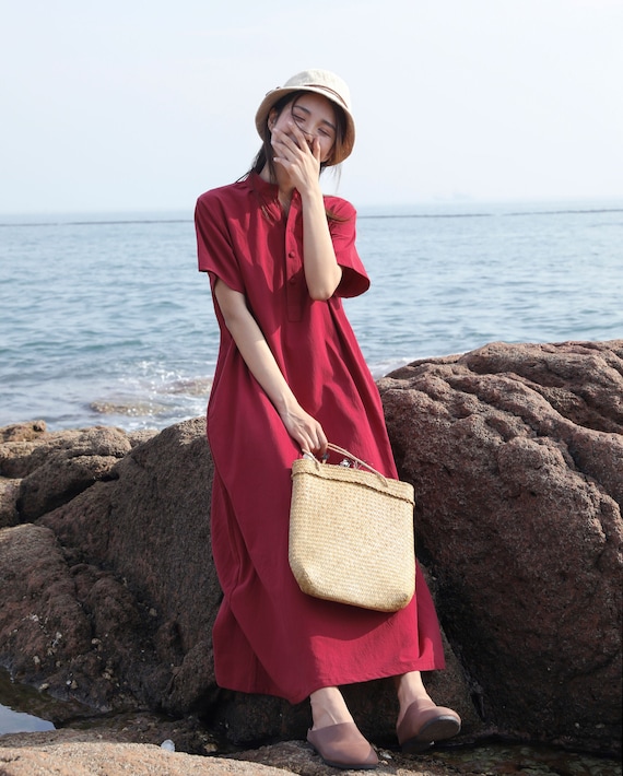 Robe en lin lache Coton Lin Maxi Robe Plus Taille Vetements Plus Taille Robe Lin Robes Oversize Robe Lin Vetements Robe dete Etsy France