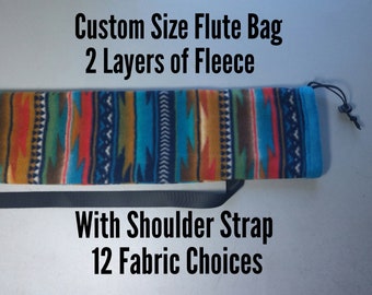 Custom Made to Order, Native American Style Flute Bag with Shoulder Strap,  Choose Fabric and Size, Please read full description