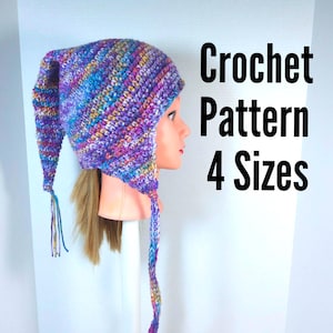 Crochet Hat PDF Pattern: Fun Elf Hat Sizes Child to Large Adult