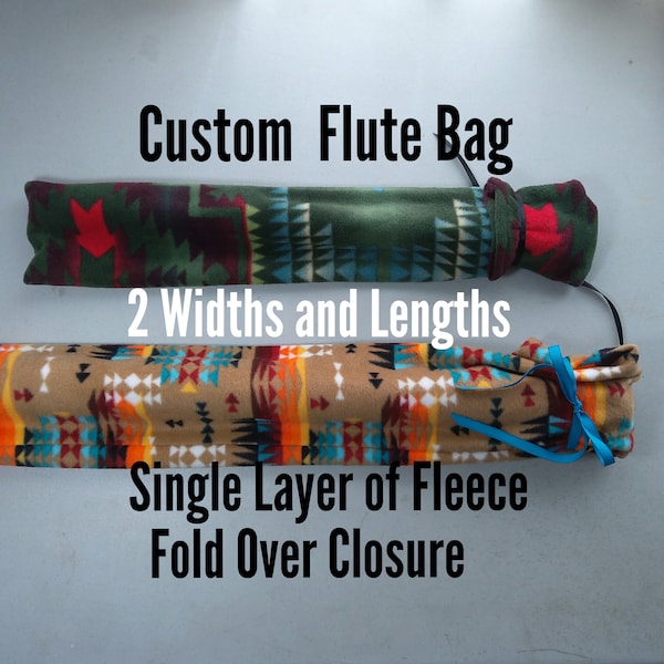 Custom Size and Fabric Print Fold Over Top Flute Bag, Native American Style Flute Bag