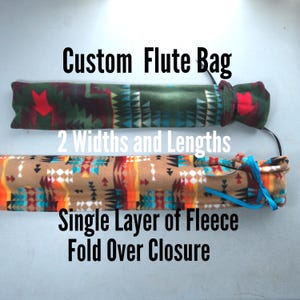 Flute Bag: Custom Size Native American Style Fleece, Fold Over Top